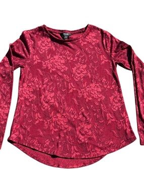 Simply Vera Vera Wang Women’s Small Red Floral Print Long Sleeve Pullover Shirt
